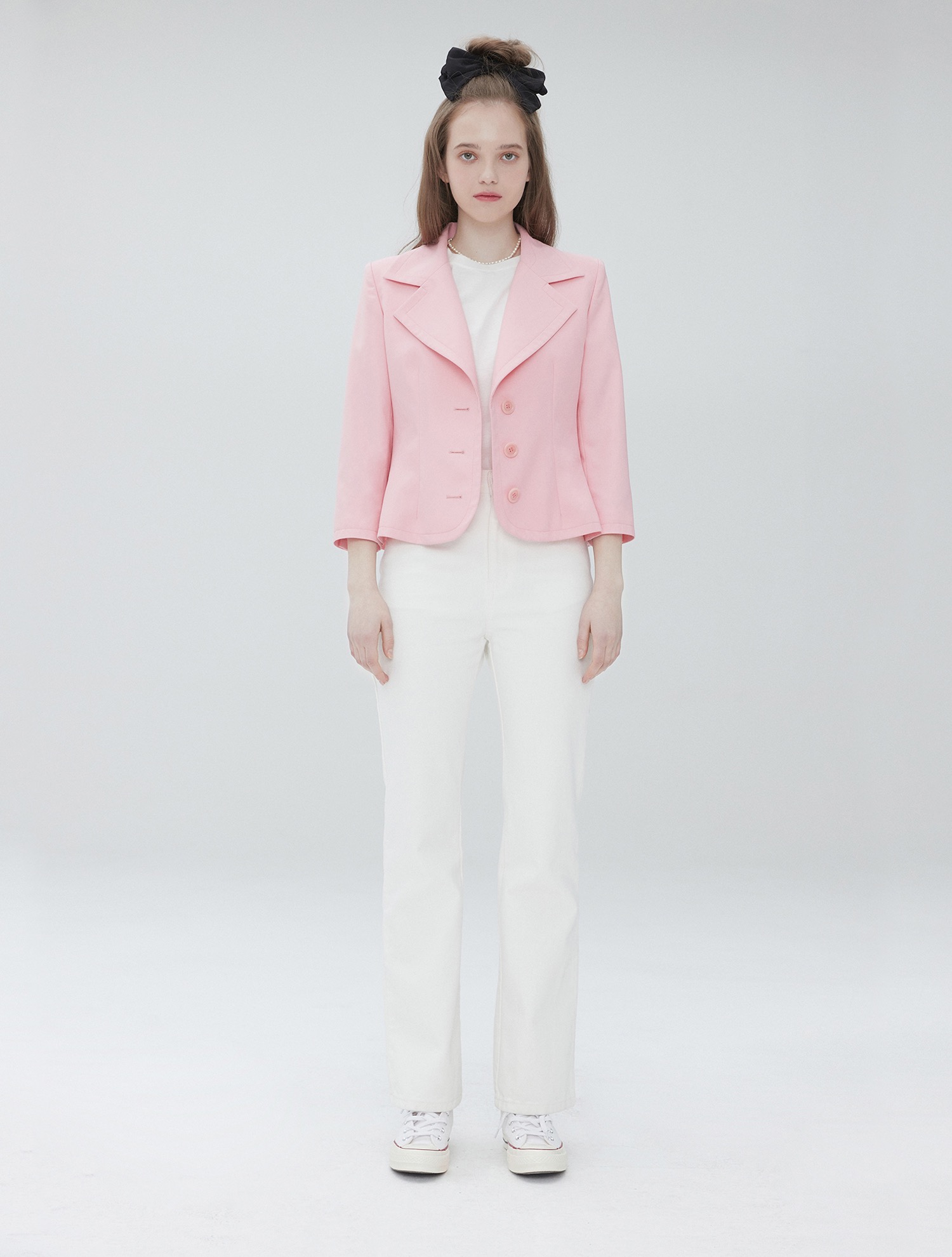 One button short jacket 002 Pink